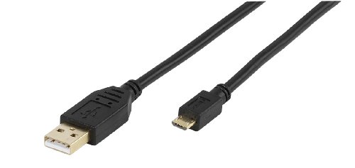 Vivanco USB 2.0 zertifiziertes Kabel mit Goldkontakten, USB A Stecker <-> Mikro USB B Stecker 1.8 m von Vivanco