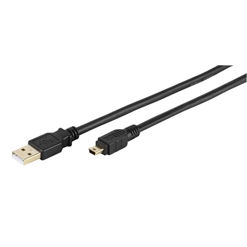 Vivanco USB 2.0 zertifiziertes Kabel mit Goldkontakten, USB A Stecker <-> Mini USB B Stecker 1.8 m von Vivanco