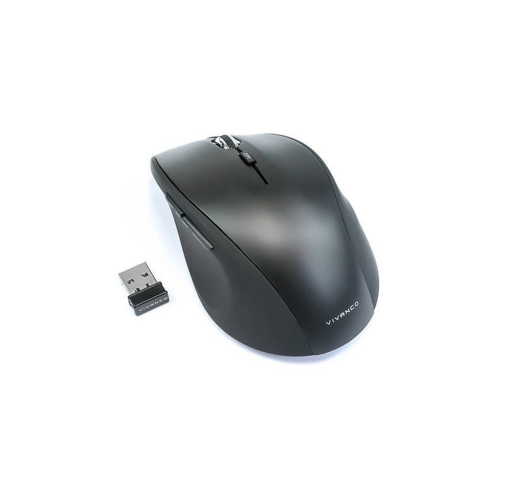 Vivanco USB Wireless Mouse 1600 dpi, Silent Klick, 5 Tasten, schwarz (36640) Maus von Vivanco