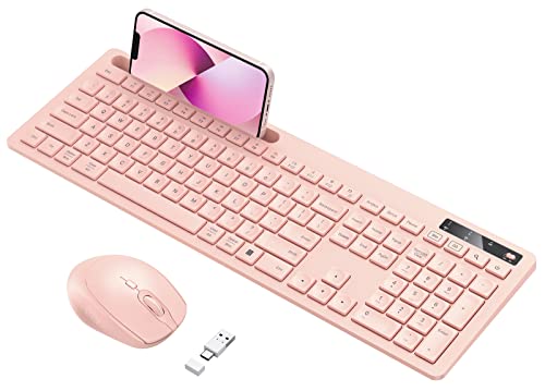 TORTOISE LOOK - Teclado inalámbrico rosa Con soporte para teléfono receptor USB A y tipo C, teclado y Mouse ORO rosa Compatible Con Windows, Mac, MacBook/Air/Pro Computer von Vivefox
