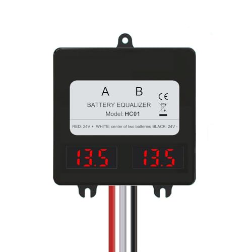 Batterie Balancer 24V, 2 x 12V Battery Equalizer, LED Display Digitalanzeige Batterie Ladungsausgleicher Ausgleichslader, für Solar System für Lithium-Blei-Säure-Batterie von Viviheyday
