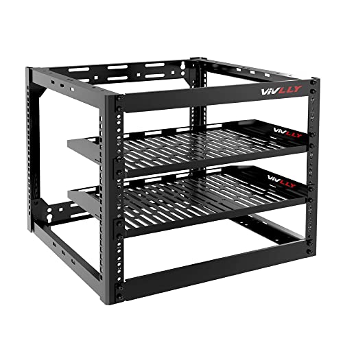 Vivlly Offener Rahmen 10U Rack für Netzwerk-, Server-, Audio- und Videogeräte, robuste 1U-belüftete Regale, wandmontierte Hardware oder bodenstehende Unterstützung Vivlly Offener Rahmen 10U Rack für Netzwerk-, Server-, Audio- und Videogeräte, robuste 1U-belüftete Regale, wandmontierte Hardware oder bodenstehende Unterstützung von Vivlly