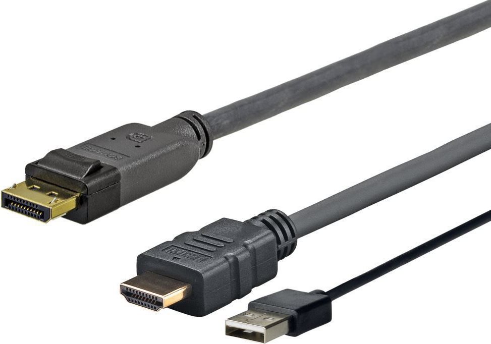 VivoLink PROHDMIUSBDP2 2m DisplayPort HDMI + USB Schwarz Videokabel-Adapter (PROHDMIUSBDP2) von VivoLink