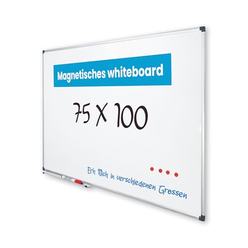 Vivol Eco Magnetic Whiteboard 75x100 | Aluminium Rahmen | Magnettafel Whiteboardwand Magnetwand | Stiftablage | 8 Größen | Magnetisch und Beschreibbar von Vivol