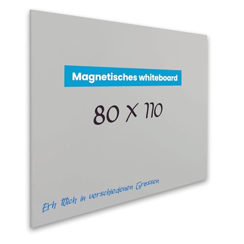 Vivol Eco Magnetic Whiteboard 80x110 | rahmenlos ohne Rand | Magnettafel Whiteboard Wandmagnettafel | Stiftablage | 6 Größen | magnetisch und beschreibbar | Grau von Vivol