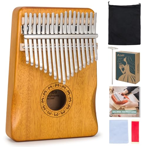 VixxNoxx Kalimba Daumenklavier 17 Tasten, Fingerpiano Mbira Tragbare Musikinstrumente für Erwachsene Anfänger (helles Holz) von VixxNoxx