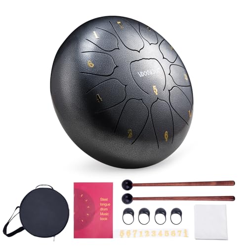 VixxNoxx Stahlzungentrommel Regentrommel Outdoor Garten Hand Drum Handpan Drum 10 Zoll 11 Noten C Key Musikinstrumente Percussion Instrument (Silber) von VixxNoxx