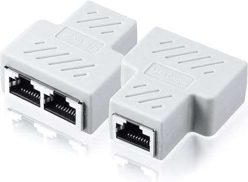 VizGiz RJ45-Splitter, 1 auf 2 Anschlüsse, gleichzeitiges Arbeiten, Ethernet-Stecker, LAN-Kabel, Stecker, Dual-Wege-Adapter, Buchsen-Hub für Netzwerk, Cat5, Cat6, Cat7, Computer, PC, Router, CCTV, POE, von VizGiz