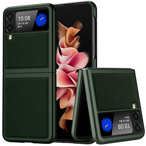Vizvera Hülle für Samsung Galaxy Z Flip 3 5G, PU-Leder Ultradünne robuste Hülle für Samsung Galaxy Z Flip 3 5G (Grün) von Vizvera