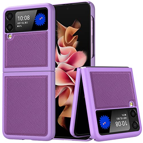 Vizvera Hülle für Samsung Galaxy Z Flip 3 5G, PU-Leder Ultradünne robuste Hülle für Samsung Galaxy Z Flip 3 5G (Violett) von Vizvera