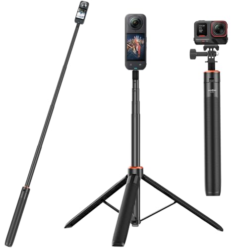 136cm Ausziehbar Selfie-Stick + Stativ Kompatibel mit Insta 360 X5/X4/X3/ONE X2/ONE X/Ace/Ace Pro/Ace Pro 2/ONE RS (ohne 1-Zoll 360) Kameras von Vkesen