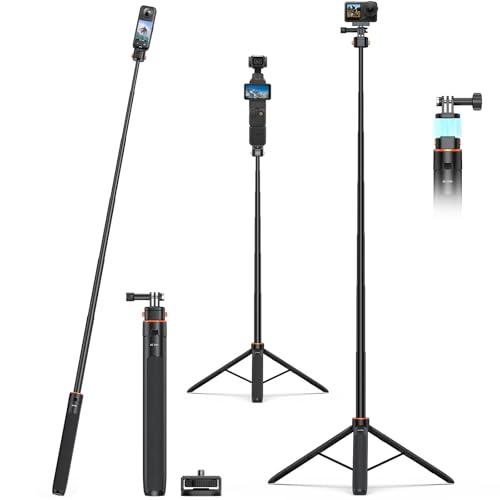 160cm Ausziehbar Selfie-Stick Stativ mit Schnellverschluss für DJI Osmo Pocket 3, Insta 360 X5/X4/X3/Ace Pro/Ace Pro 2, Osmo Action5 Pro/4, GoPro Hero 13/12/11/10/Max, AKASO EK7000 Action-Kamera von Vkesen