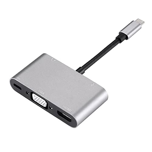 Vklopdsh 5-in-1-USB-3.0-Hub für Computer, VGA-Laptop, Ladegerät, 5 Anschlüsse, kompatibel mit 4K 3,5 mm Audio von Vklopdsh