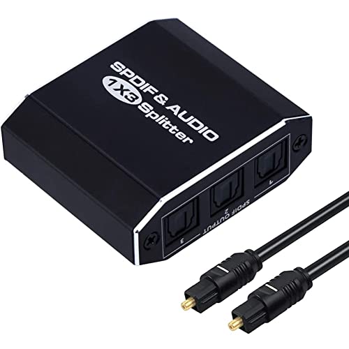 Vklopdsh Digitale Optik Audio Splitter 1X3, SPDif Toslink Optik Faser Audio Splitter 1 3 Aus Aluminium Legierung von Vklopdsh