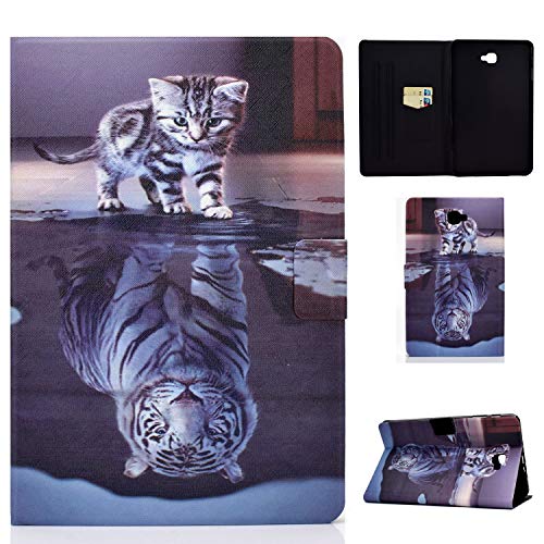 Case for Samsung Galaxy Tab A6 10.1'' 2016 Cover SM-T580/T585 Flip Wallet Folio Stand Case Smart Cover with Auto Sleep/Wake Function, for Galaxy Tab A 10.1 inch 2016 Tablet,Cat and Tiger von Vkooer