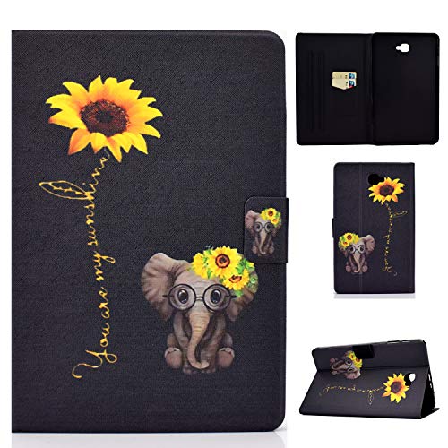 Case for Samsung Galaxy Tab A6 10.1'' 2016 Cover SM-T580/T585 Flip Wallet Folio Stand Case Smart Cover with Auto Sleep/Wake Function, for Galaxy Tab A 10.1 inch 2016 Tablet,Daisy Elephant von Vkooer