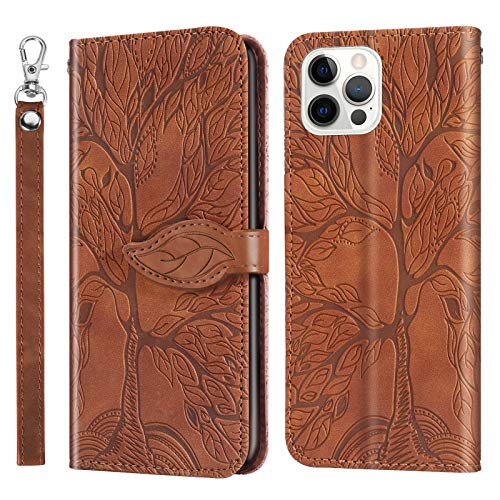 Handyhülle für iPhone 12 / iPhone 12 Pro Hülle [6,1 Zoll] Premium PU Leder Klapphülle Flip Brieftasche Tasche Case Cover Standfunktion und Kartenfach, Schutzhülle für iPhone 12/12 Pro, Braun von Vkooer