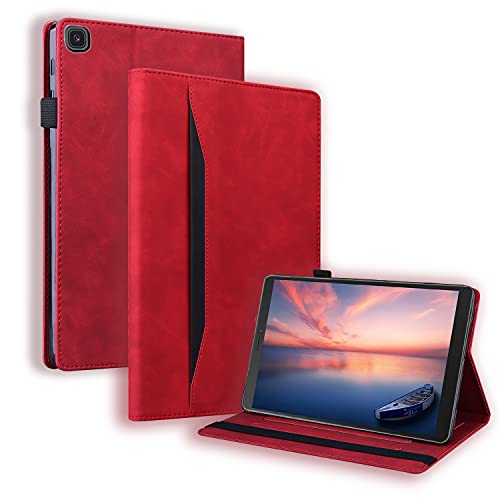 Hülle für Samsung Galaxy Tab A7 Lite 8,7 Zoll 2021 Schutzhülle SM-T220 / T225 Leichte PU Leder Folio Tasche Case Cover mit Standfunktion Kartentasche Stifthalter für Galaxy Tab A7 Lite,Rot von Vkooer