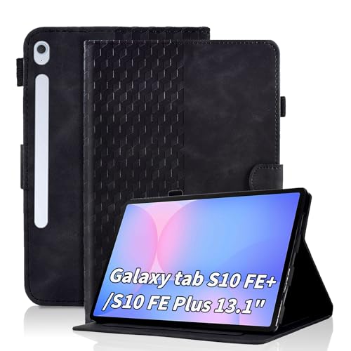 Hülle für Samsung Galaxy Tab S10 FE+ / S10 FE+ Plus 13 Zoll 2025 Tablet Schutzhülle Premium Ledertasche Folio Smart Case mit Auto Schlaf/Aufwach Kartensteckplatz für Galaxy Tab S10 FE+ Plus, Schwarz von Vkooer