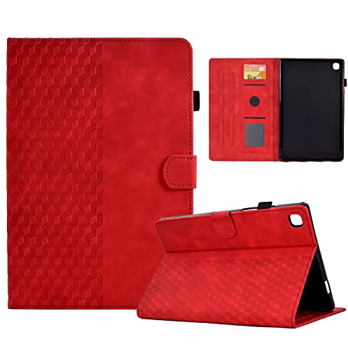 Hülle für Samsung Galaxy Tab S6 Lite 10.4 Zoll 2022/2020 Schutzhülle Premium Ledertasche Folio Smart Case mit Auto Schlaf/Aufwach Stifthalter Kartensteckplatz für SM-P610/P613/P615/P619, Rot von Vkooer