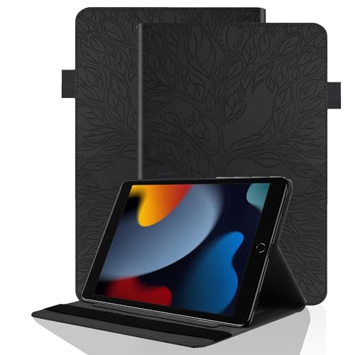 Hülle für iPad 10,2 Zoll 2021/2020/2019 (iPad 9/8/7 Generation) mit Stifthalter PU Leder Schutzhülle Flip Case Cover mit Ständer Kartentasche für iPad Air 3 2019 / iPad Pro 10,5 2017, Schwarz von Vkooer
