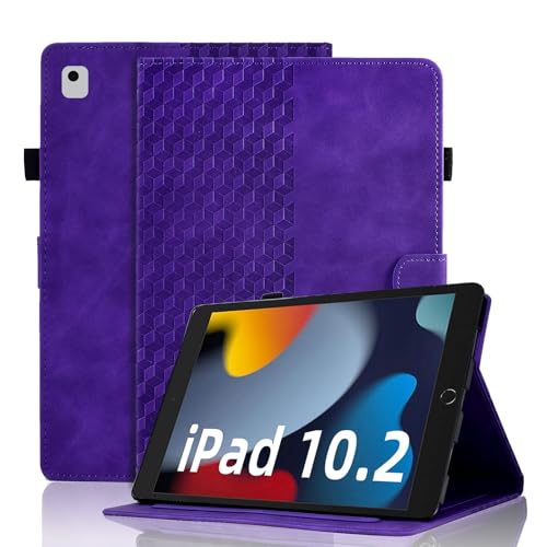 Hülle für iPad 10.2-Zoll 9/8/7 Generation Schutzhülle (2021/2020/2019) Premium Ledertasche Smart Case mit Auto Schlaf/Aufwach Kartensteckplatz für iPad Air 3/Pro 10,5, Lila von Vkooer