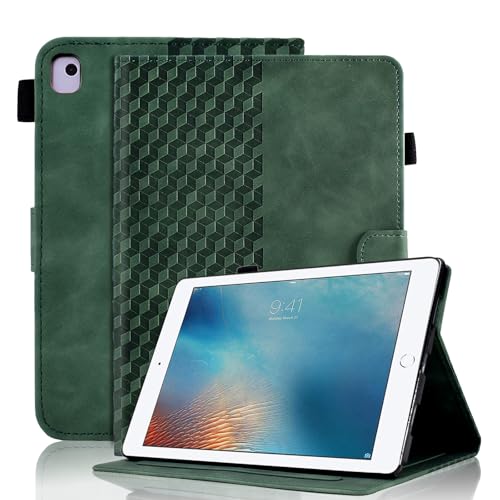 Hülle für iPad Pro 9.7 2016 (Model: A1673 A1674 A1675) Schutzhülle Premium Ledertasche Smart Case mit Auto Schlaf/Aufwach Kartensteckplatz, Multi-Winkel Ständer für iPad Pro 9.7 2016, Dunkelgrün von Vkooer