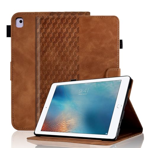 Hülle für iPad Pro 9.7 2016 (Model: A1673 A1674 A1675) Schutzhülle Premium Ledertasche Smart Case mit Auto Schlaf/Aufwach Kartensteckplatz, Multi-Winkel Ständer für iPad Pro 9.7 2016, Braun von Vkooer