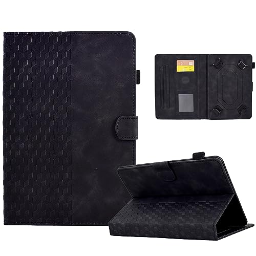 Universal Schutzhülle für 10-Zoll Premium Ledertasche Folio Smart Case Multi-Winkel Stand Stifthalter Universal Case Hülle für 9,7'' 10.1'' 10.2'' 10.3'' 10.4'' 10.5'' Tablet, Schwarz von Vkooer