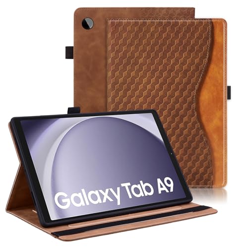 VKooer Hülle für Samsung Galaxy Tab A9 (8.7 Zoll) 2023 Schutzhülle SM-X110/ X115 Premium PU Leder TPU Stoßfest Folio Case Samsung Tab A9 8.7 Tasche Case - Braun von Vkooer
