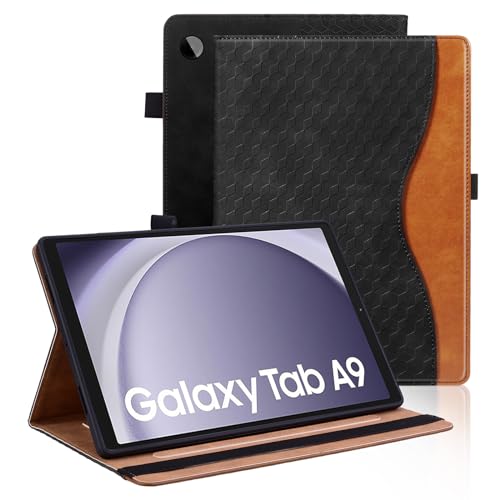 VKooer Hülle für Samsung Galaxy Tab A9 (8.7 Zoll) 2023 Schutzhülle SM-X110/ X115 Premium PU Leder TPU Stoßfest Folio Case Samsung Tab A9 8.7 Tasche Case - Schwarz von Vkooer