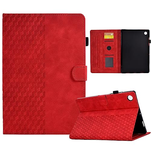 VKooer Hülle für Samsung Galaxy Tab A9 (8.7 Zoll) 2023 Schutzhülle SM-X110/ X115 Premium PU Ledertasche TPU Stoßfest Folio Case Verstellbar Ständer - Rot von Vkooer