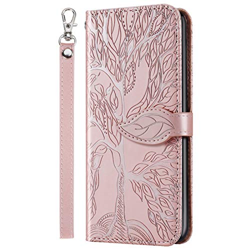 Vkooer Handyhülle für Samsung Galaxy S23 Hülle Leicht PU Leder Wallet Ständer Schutzhülle mit Kartenfächer Handschlaufe Magnetverschluss, Klapphülle für Samsung Galaxy S23 5G - Roségold von Vkooer