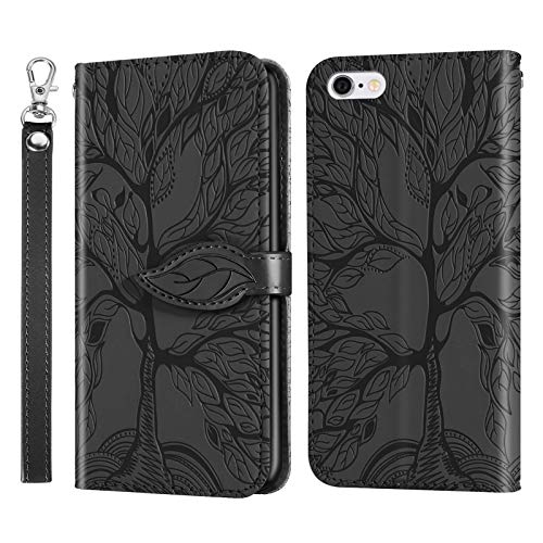 Vkooer Handyhülle für iPhone 5 / 5S / SE (2016) Hülle PU Leder Schutzhülle Flip Brieftasche Case Cover mit Tasche Magnetschnalle Standfunktion Klapphülle für iPhone 5/5S/SE 2016, Schwarz von Vkooer