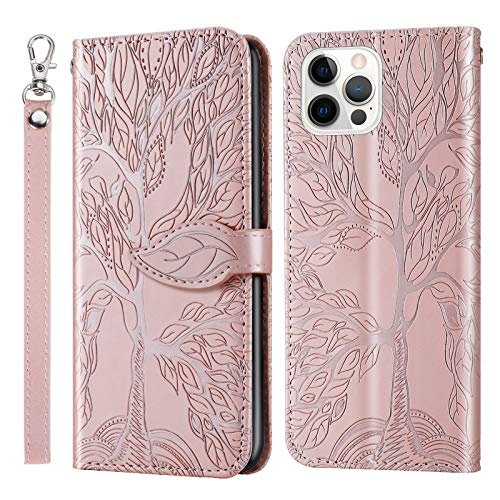 Vkooer Handyhülle kompatibel mit New iPhone 15 Pro Hülle [6,1 Zoll] Leicht PU Leder Klapphülle Flip Brieftasche Magnetische Case mit Kartentasche Standfunktion, Schutzhülle, Roségold von Vkooer