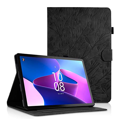 Vkooer Hülle Galaxy Tab A8 Hülle 10,5 Zoll SM-X200 / X205 Schutzhülle PU Leder Flip Cover Tasche Case mit Standfunktion, Samsung Galaxy Tab A8 2021 Pattern Hülle Vögel Bäume Schwarz von Vkooer