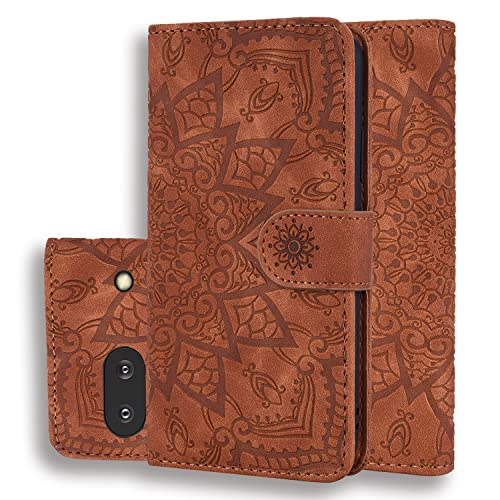 Vkooer Hülle für Google Pixel 6a Handyhülle PU Leder Schutzhülle Flip Brieftasche Mandala Case Phone Cover mit Tasche Standfunction Magnetische Klapphülle für Google Pixel 6A, Braun von Vkooer