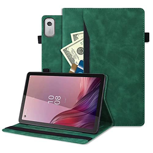 Vkooer Hülle für Lenovo Tab M9 HD (9,0 Zoll) TB-310FU Tablette Premium PU Leder Schutzhülle Folio Flip Business Case Tablethülle mit Kartentasche Stifthalter, Retro Green von Vkooer