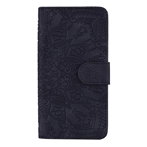 Vkooer Hülle für Samsung Galaxy A04s / A04 4G, Galaxy A13 4/5G Handyhülle PU Leder Schutzhülle Flip Brieftasche Mandala Case Cover mit Tasche Magnetische Klapphülle für Samsung A04s, Schwarz von Vkooer