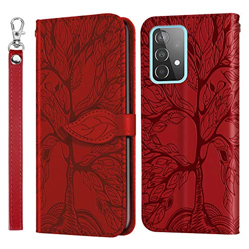 Vkooer Hülle für Samsung Galaxy A23 (4/5G) Handyhülle, Galaxy M23 PU Leder Schutzhülle Flip Brieftasche Hülle Case Phone Cover mit Tasche Standfunction Magnetische Klapphülle, Rot von Vkooer