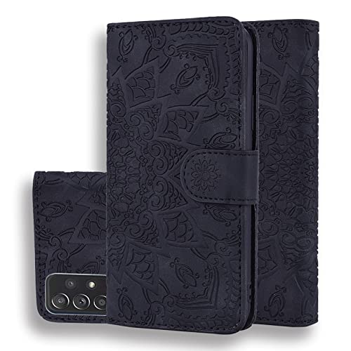 Vkooer Hülle für Samsung Galaxy A23 (4/5G) Handyhülle Galaxy M23 PU Leder Schutzhülle Flip Brieftasche Mandala Case Phone Cover mit Tasche Standfunction Magnetische Klapphülle, Schwarz von Vkooer