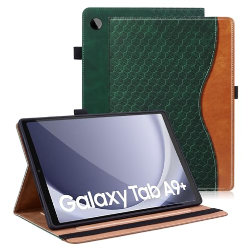 Vkooer Hülle für Samsung Galaxy Tab A9+/A9 Plus 11 Zoll Schutzhülle SM-X210/X215/X216 PU Leder Folio Cover mit Auto Schlaf/Aufwach für Samsung Tab A9+Plus 2023 Tasche Case- Dunkelgrün von Vkooer