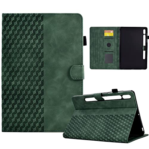 Vkooer Hülle für Samsung Galaxy Tab S9 (11 Zoll) Schutzhülle SM-X710/X716B/X718U PU Leder Tablet Taschen Flip Ständer Cover Case Würfel mit Stifthalter, Dunkelgrün von Vkooer