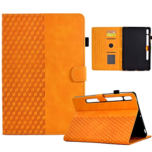 Vkooer Hülle für Samsung Galaxy Tab S9 (11 Zoll) Schutzhülle SM-X710/X716B/X718U PU Leder Tablet Taschen Flip Ständer Cover Case Würfel mit Stifthalter, Orange von Vkooer