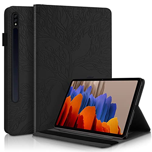 Vkooer Hülle für Samsung Galaxy Tab S9 Plus 12.4 Zoll Schutzhülle [SM-X810/X816B/X818U] Premium Leder Tablethülle mit Auto Schlaf/Wach Funktion, Tasche Case für Samsung S9 Plus 2023 - Schwarz von Vkooer