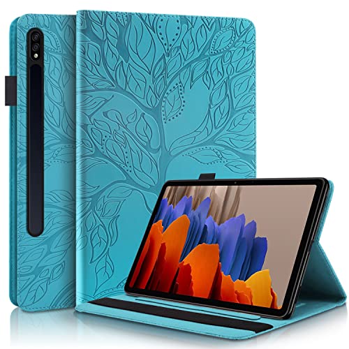 Vkooer Hülle für Samsung Galaxy Tab S9 Ultra/S8 Ultra 14.6 Zoll 2023 Schutzhülle SM-X916B/X910N [Auto Schlaf/Wach Funktion] PU Leder Flip Book Cover mit Kartentasche Stifthalter, Türkis von Vkooer