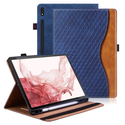 Vkooer Hülle für Samsung Tab S9 FE+ Plus/S9 Plus /S8 Plus /S7 FE Schutzhülle [Auto Schlaf/Wach Funktion] Book Cover Tasche Case für Galaxy Tab S9 Plus 12.4 Zoll 2023 - Marineblau von Vkooer