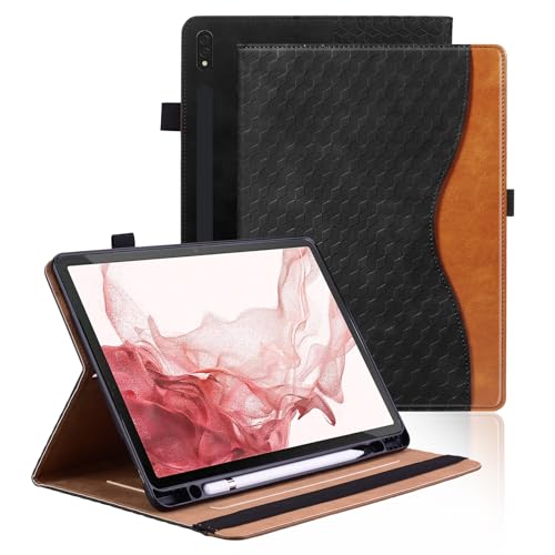 Vkooer Hülle für Samsung Tab S9 FE+ Plus/S9 Plus /S8 Plus /S7 FE Schutzhülle [Auto Schlaf/Wach Funktion] Book Cover Tasche Case für Galaxy Tab S9 Plus 12.4 Zoll 2023 - Schwarz von Vkooer