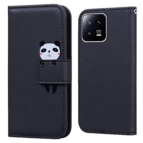 Vkooer Hülle für Xiaomi 13 Handyhülle PU Leder Klapphülle Magnetische Schutzhülle Flip Brieftasche Case Cover mit Tasche Standfunction für Xiaomi 13 (6,36''), Schwarz von Vkooer