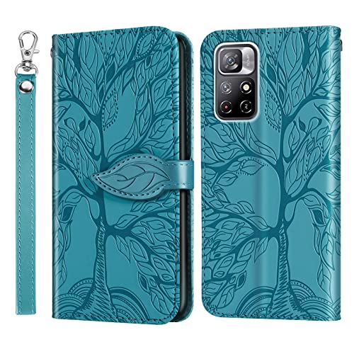 Vkooer Hülle für Xiaomi Poco M4 Pro 5G 6,6'' Handyhülle Xiaomi Redmi Note 11 5G /Redmi Note 11T Premium PU Leder Schutzhülle Flip Brieftasche Case Cover mit Tasche Klapphülle, Türkis von Vkooer